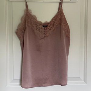 Abercrombie & Fitch Mauve Satin Floral Lace Trim Top Size XS
